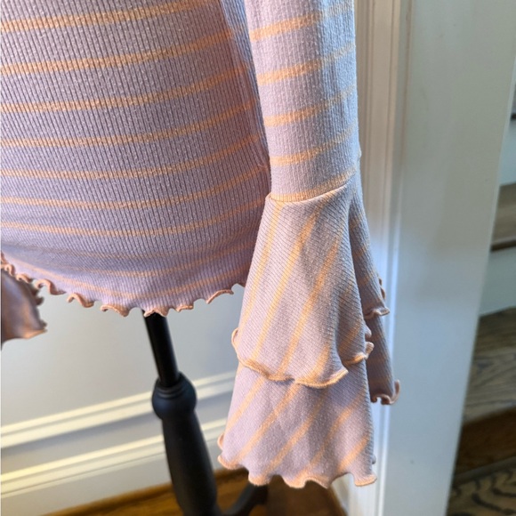 We The Free Lavender and Peach Striped Long Sleeve Top - Picture 3 of 5